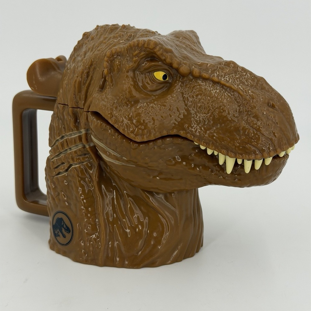 Jurassic Park World T-Rex Head Mug Cup Flip Top Lid Live Tour Tyrannosaurus Rex